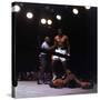 Heavyweight Boxer Cassius Clay, aka Muhammad Ali, Standing over Opponent Sonny Liston-George Silk-Stretched Canvas