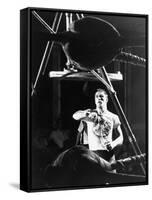 Heavyweight Boxing Contender Jerry Quarry Working Out on Punching Bag, Training at Caesar's Palace-Richard Meek-Framed Stretched Canvas