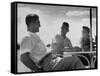 Heavyweight Boxing Contender Rocky Marciano Chatting with His Dad Senior Marchegiano-Al Fenn-Framed Stretched Canvas