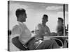 Heavyweight Boxing Contender Rocky Marciano Chatting with His Dad Senior Marchegiano-Al Fenn-Stretched Canvas