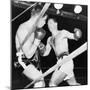 Heavyweight Champion Rocky Marciano (Right) Backs Roland Lastarza Against the Ropes-null-Mounted Premium Photographic Print