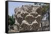 Hebrew Menorah Carved into Stone Capital in Roman Town of Capernaum-Hal Beral-Framed Stretched Canvas