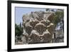 Hebrew Menorah Carved into Stone Capital in Roman Town of Capernaum-Hal Beral-Framed Photographic Print