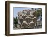 Hebrew Menorah Carved into Stone Capital in Roman Town of Capernaum-Hal Beral-Framed Photographic Print