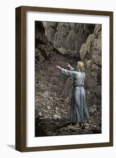 Hebrew Prophet Ezekiel Walking Through the Valley of Dry Bones-null-Framed Giclee Print