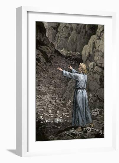 Hebrew Prophet Ezekiel Walking Through the Valley of Dry Bones-null-Framed Giclee Print