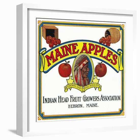 Hebron, Maine, Maine Apples Brand Apple Label-Lantern Press-Framed Art Print