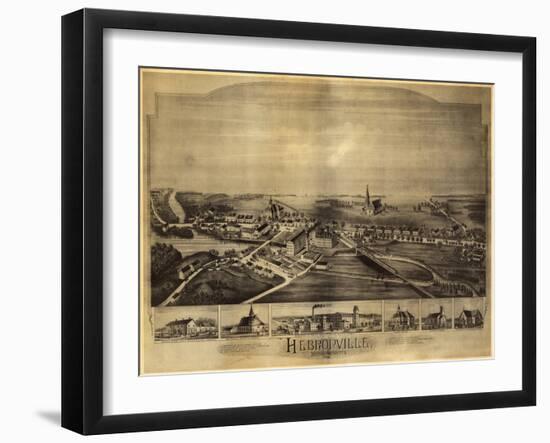 Hebronville, Massachusetts - Panoramic Map-Lantern Press-Framed Art Print