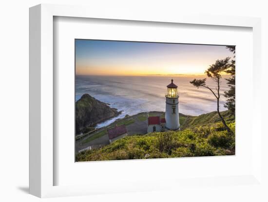 Heceta Head Lighthouse at sunset, Florence, Lane county, Oregon, United States of America-francesco vaninetti-Framed Photographic Print