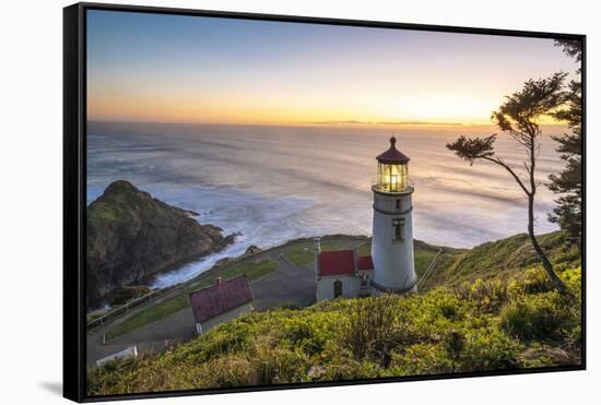 Heceta Head Lighthouse at sunset, Florence, Lane county, Oregon, United States of America-francesco vaninetti-Framed Stretched Canvas