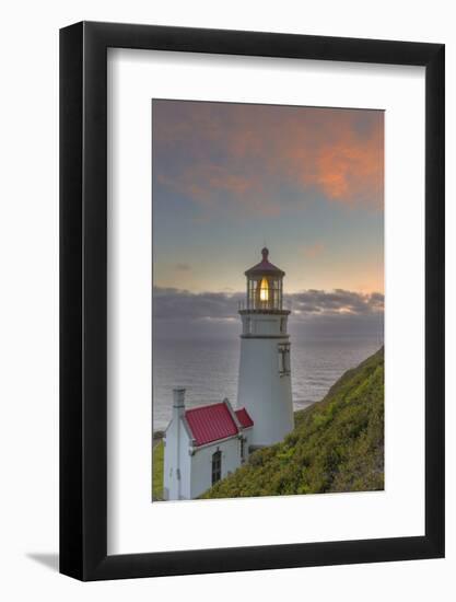 Heceta Head Lighthouse at Sunset Near Florence, Oregon, USA-Chuck Haney-Framed Photographic Print