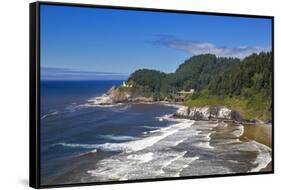 Heceta Head Lighthouse Near Florence, Oregon, USA-Chuck Haney-Framed Stretched Canvas