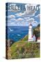 Heceta Head Lighthouse - Oregon Coast-Lantern Press-Stretched Canvas