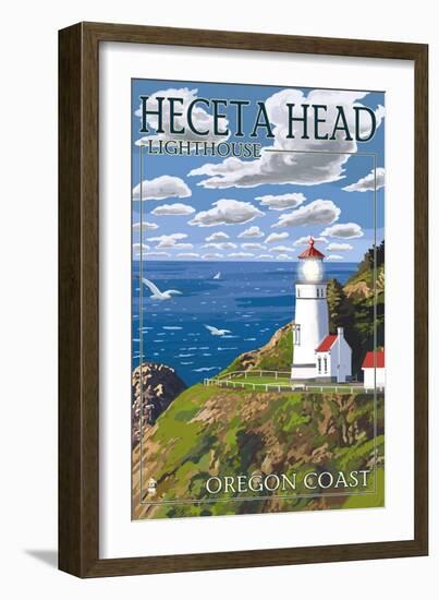 Heceta Head Lighthouse - Oregon Coast-Lantern Press-Framed Art Print