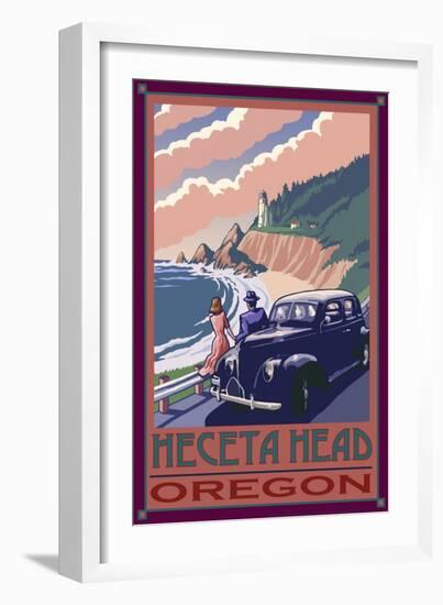 Heceta Head Lighthouse, Oregon-Lantern Press-Framed Art Print