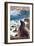 Heceta Head Lighthouse - Sea Lions-Lantern Press-Framed Art Print