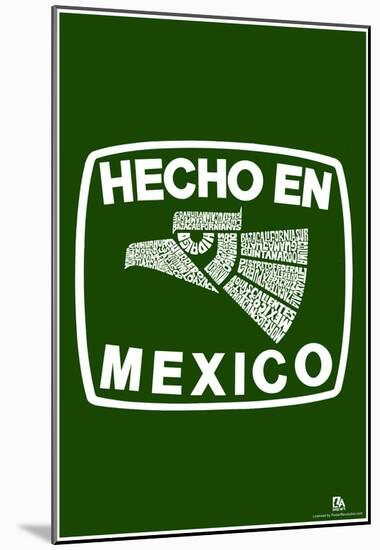 Hecho En Mexico Cities Text Poster-null-Mounted Poster