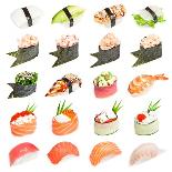 Sushi Set - Different Types Of Sushes Isolated On White Background-heckmannoleg-Laminated Art Print