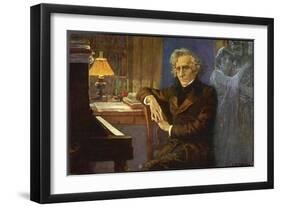 Hector Berlioz, Composing Les Troyens-L. Balestrieri-Framed Art Print