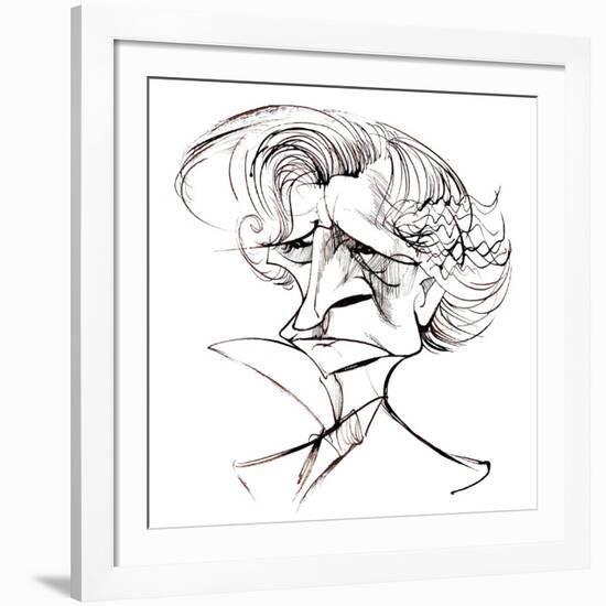 Hector Berlioz, French composer, sepia line caricature, 2006 by Neale Osborne-Neale Osborne-Framed Giclee Print