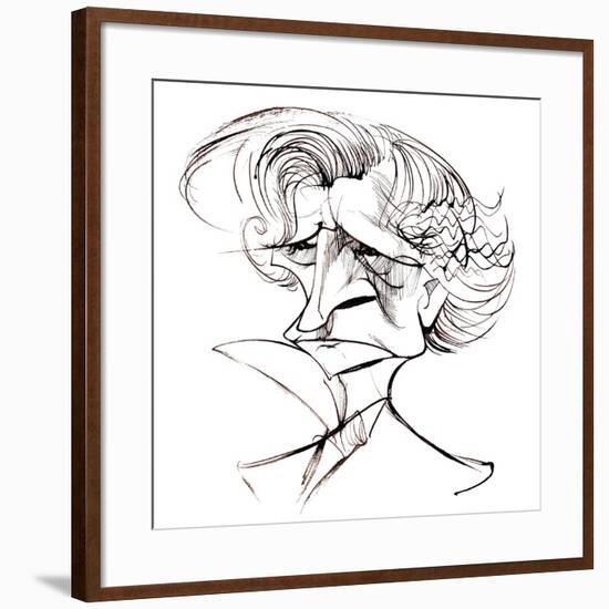 Hector Berlioz, French composer, sepia line caricature, 2006 by Neale Osborne-Neale Osborne-Framed Giclee Print