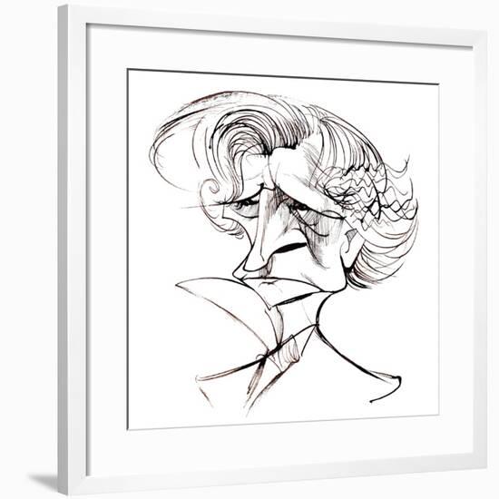 Hector Berlioz, French composer, sepia line caricature, 2006 by Neale Osborne-Neale Osborne-Framed Giclee Print