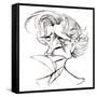 Hector Berlioz, French composer, sepia line caricature, 2006 by Neale Osborne-Neale Osborne-Framed Stretched Canvas