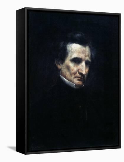 Hector Berlioz, French Romantic Composer, 1850-Gustave Courbet-Framed Stretched Canvas