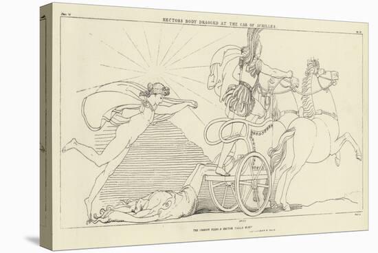 Hector's Body Dragged at the Car of Achilles-John Flaxman-Stretched Canvas