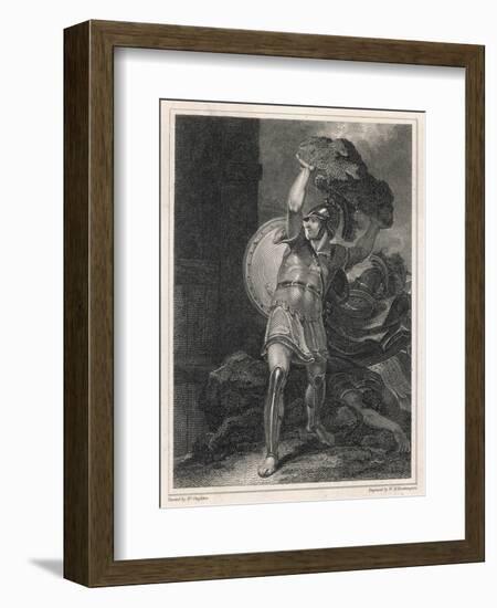 Hector Trojan Hero Heaves a Huge Boulder at the Greek Camp-Henry Singleton-Framed Art Print