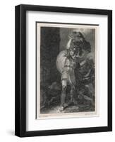 Hector Trojan Hero Heaves a Huge Boulder at the Greek Camp-Henry Singleton-Framed Art Print