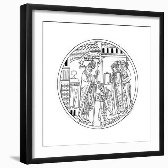 Hedda of Winchester Consecrates St Guthlac, Late 12th Century-Henry Shaw-Framed Giclee Print