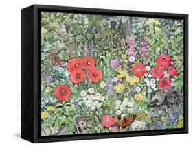 Hedgehog Amongst the Flowers-Hilary Jones-Framed Stretched Canvas