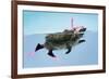 Hedgehog Swimming in Mask Snorkel and Flippers-null-Framed Photographic Print