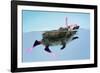 Hedgehog Swimming in Mask Snorkel and Flippers-null-Framed Photographic Print