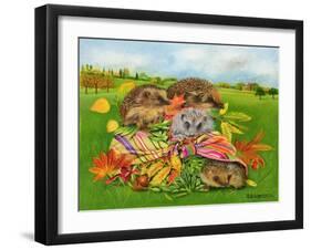 Hedgehogs Inside Scarf, 2000-E.B. Watts-Framed Giclee Print