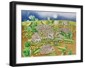 Hedgehogs with Peas Beside a Poppy Field at Night, 1994-E.B. Watts-Framed Giclee Print