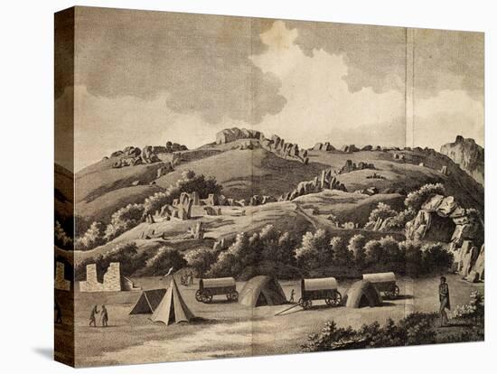 Heere Camp, Engraving from Journey into Africa, 1783-1785-Francois Le Vaillant-Stretched Canvas