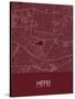 Hefei, China Red Map-null-Stretched Canvas