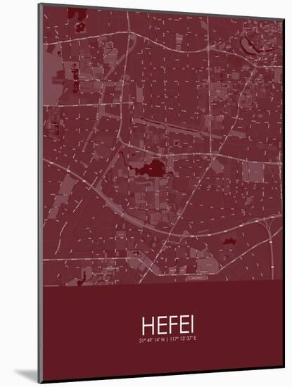 Hefei, China Red Map-null-Mounted Poster