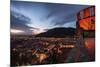 Heidelberg Altstadt and Castle Ruins with Neckar River at Night, Heiligenberg, Baden Wurttemberg-Andreas Brandl-Mounted Photographic Print