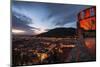 Heidelberg Altstadt and Castle Ruins with Neckar River at Night, Heiligenberg, Baden Wurttemberg-Andreas Brandl-Mounted Photographic Print