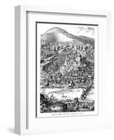 Heidelberg Castle and Town Viewed across the Neckar River, Germany, in 1620-null-Framed Giclee Print