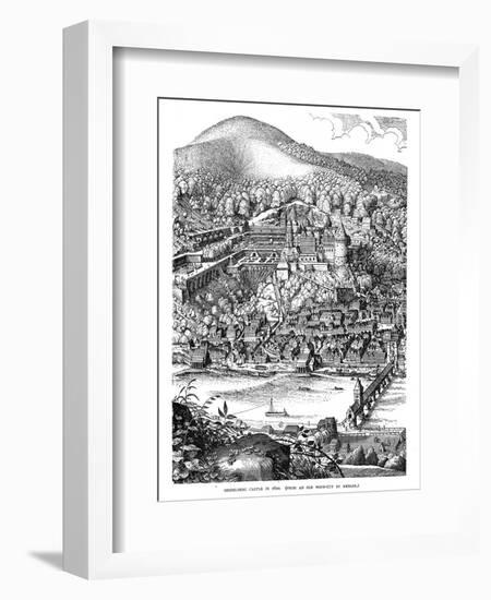 Heidelberg Castle and Town Viewed across the Neckar River, Germany, in 1620-null-Framed Giclee Print