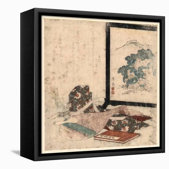 Heike Monogatari to Biwa to Tsuitate-Keisai Eisen-Framed Stretched Canvas