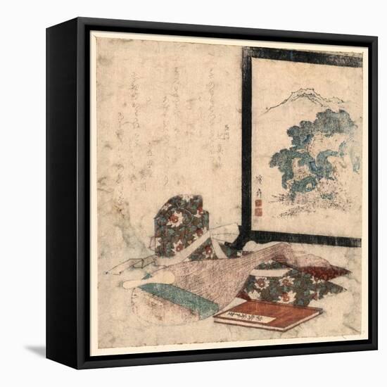 Heike Monogatari to Biwa to Tsuitate-Keisai Eisen-Framed Stretched Canvas