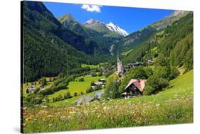 Heiligenblut at Grossglockner High Alpine Road with view towards Grossglockner-null-Stretched Canvas