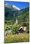 Heiligenblut at Grossglockner High Alpine Road with view towards Grossglockner-null-Mounted Art Print