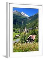 Heiligenblut at Grossglockner High Alpine Road with view towards Grossglockner-null-Framed Art Print