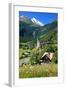 Heiligenblut at Grossglockner High Alpine Road with view towards Grossglockner-null-Framed Art Print